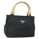 PRADA Hand Bag Nylon Black Gold Auth 171614-1