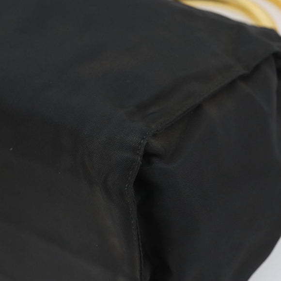 PRADA Hand Bag Nylon Black Gold Auth 171614