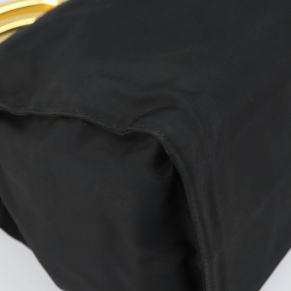 PRADA Hand Bag Nylon Black Gold Auth 171614