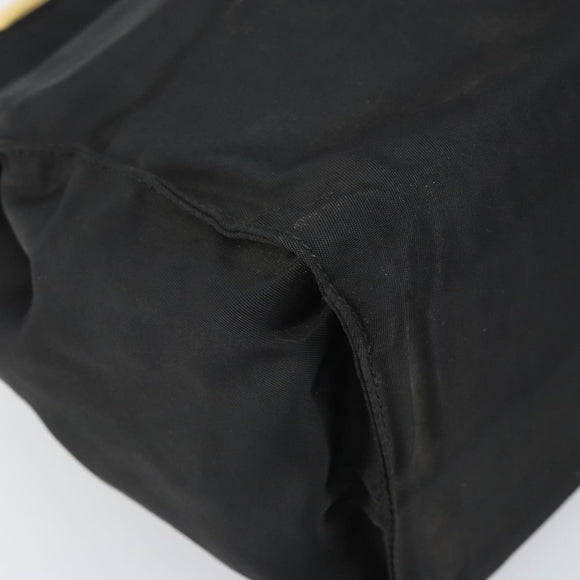 PRADA Hand Bag Nylon Black Gold Auth 171614