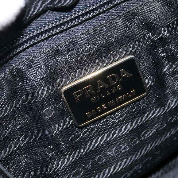 PRADA Hand Bag Nylon Black Gold Auth 171614