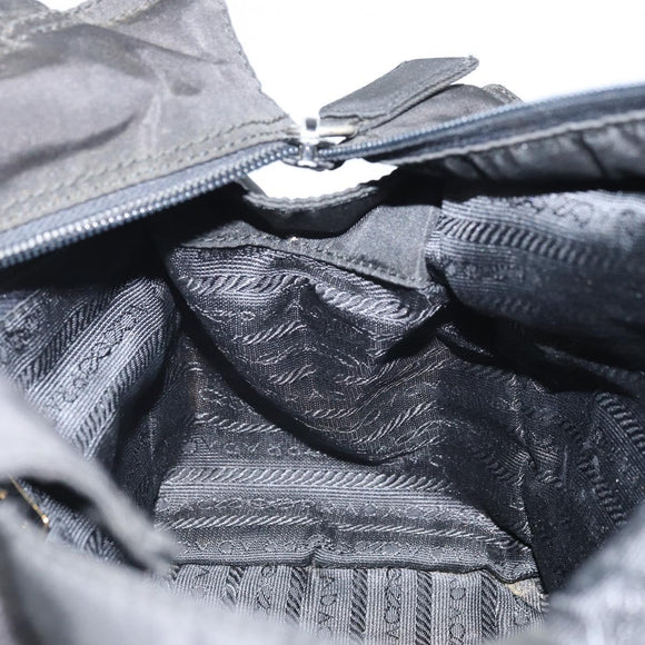 PRADA Hand Bag Nylon Black Gold Auth 171614