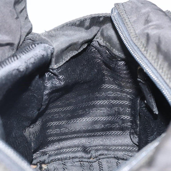 PRADA Hand Bag Nylon Black Gold Auth 171614