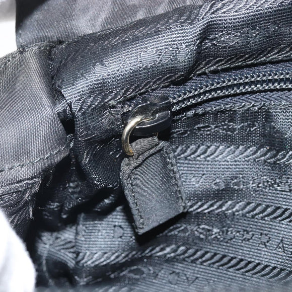 PRADA Hand Bag Nylon Black Gold Auth 171614