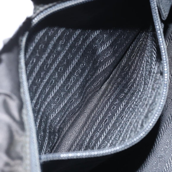 PRADA Hand Bag Nylon Black Gold Auth 171614