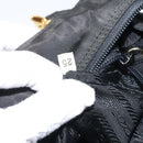 PRADA Hand Bag Nylon Black Gold Auth 171614-22