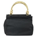 PRADA Hand Bag Nylon Black Gold Auth 171614-3