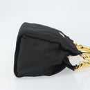 PRADA Hand Bag Nylon Black Gold Auth 171614-4
