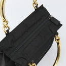 PRADA Hand Bag Nylon Black Gold Auth 171614-6