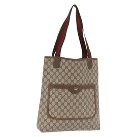 GUCCI GG Supreme Web Sherry Line Tote Bag PVC Beige Gold 39 02 003 Auth 171622A