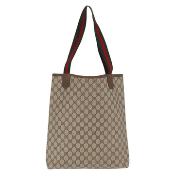 GUCCI GG Supreme Web Sherry Line Tote Bag PVC Beige Gold 39 02 003 Auth 171622 - 0