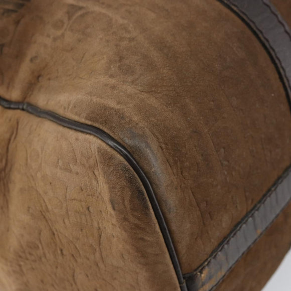 Christian Dior Trotter Canvas Handtas Suède Goud Bruin Auth 171625