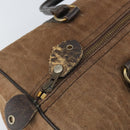 Christian Dior Trotter Canvas Handtas Suède Goud Bruin Auth 171625-10