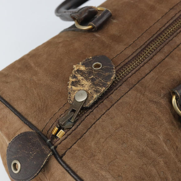 Christian Dior Trotter Canvas Handtas Suède Goud Bruin Auth 171625