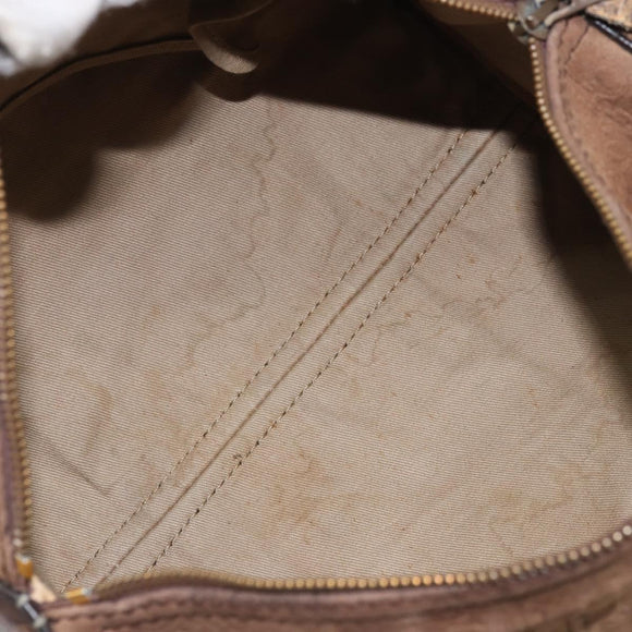 Christian Dior Trotter Canvas Handtas Suède Goud Bruin Auth 171625