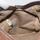Christian Dior Trotter Canvas Handtas Suède Goud Bruin Auth 171625-18