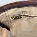 Christian Dior Trotter Canvas Handtas Suède Goud Bruin Auth 171625-19