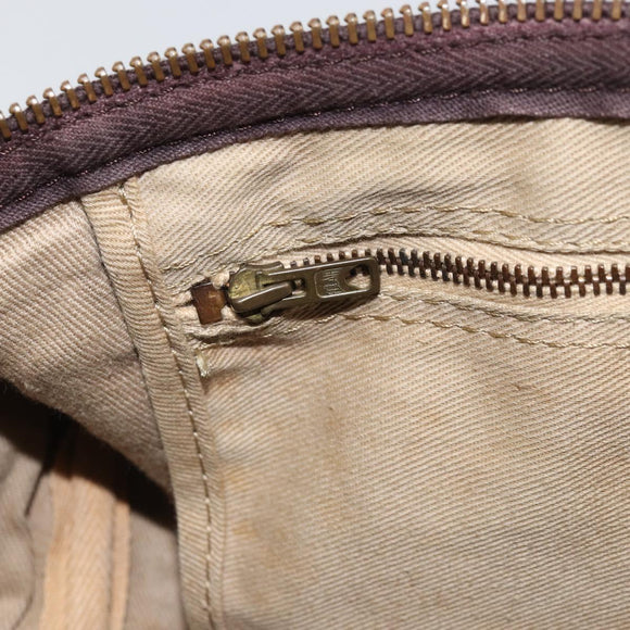 Christian Dior Trotter Canvas Handtas Suède Goud Bruin Auth 171625