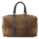 Christian Dior Trotter Canvas Handtas Suède Goud Bruin Auth 171625-13