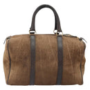 Christian Dior Trotter Canvas Handtas Suède Goud Bruin Auth 171625-2