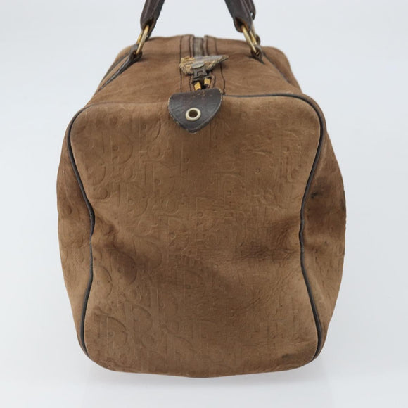 Christian Dior Trotter Canvas Handtas Suède Goud Bruin Auth 171625