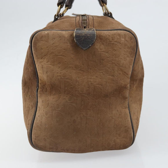 Christian Dior Trotter Canvas Handtas Suède Goud Bruin Auth 171625