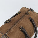 Christian Dior Trotter Canvas Handtas Suède Goud Bruin Auth 171625-6