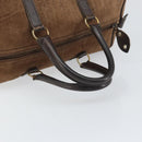 Christian Dior Trotter Canvas Handtas Suède Goud Bruin Auth 171625-7
