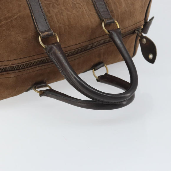 Christian Dior Trotter Canvas Handtas Suède Goud Bruin Auth 171625