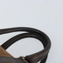 Christian Dior Trotter Canvas Handtas Suède Goud Bruin Auth 171625-8