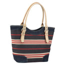 BURBERRY Nova Check Hand Bag Canvas Navy Silver Auth 171626-1
