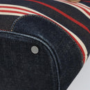 BURBERRY Nova Check Hand Bag Canvas Navy Silver Auth 171626-9