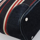 BURBERRY Nova Check Hand Bag Canvas Navy Silver Auth 171626-16
