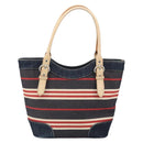 BURBERRY Nova Check Hand Bag Canvas Navy Silver Auth 171626-13