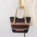 BURBERRY Nova Check Hand Bag Canvas Navy Silver Auth 171626-23