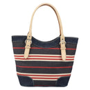 BURBERRY Nova Check Hand Bag Canvas Navy Silver Auth 171626-2