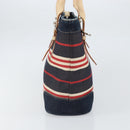 BURBERRY Nova Check Hand Bag Canvas Navy Silver Auth 171626-3