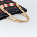 BURBERRY Nova Check Hand Bag Canvas Navy Silver Auth 171626-6