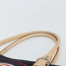 BURBERRY Nova Check Hand Bag Canvas Navy Silver Auth 171626-7