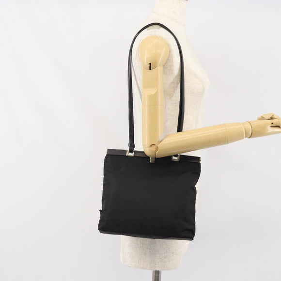 PRADA Shoulder Bag Nylon Black Silver Auth 171629