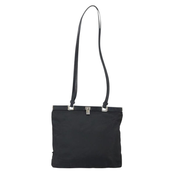 PRADA Shoulder Bag Nylon Black Silver Auth 171629
