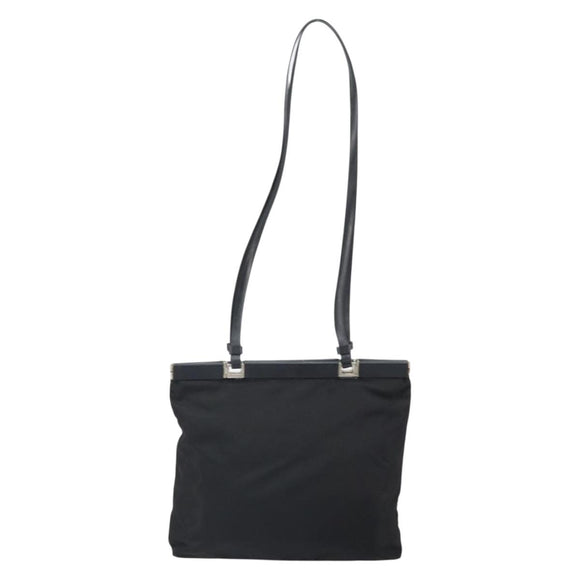 PRADA Shoulder Bag Nylon Black Silver Auth 171629