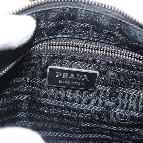 PRADA Schoudertas Nylon Zwart Zilver Auth 171630