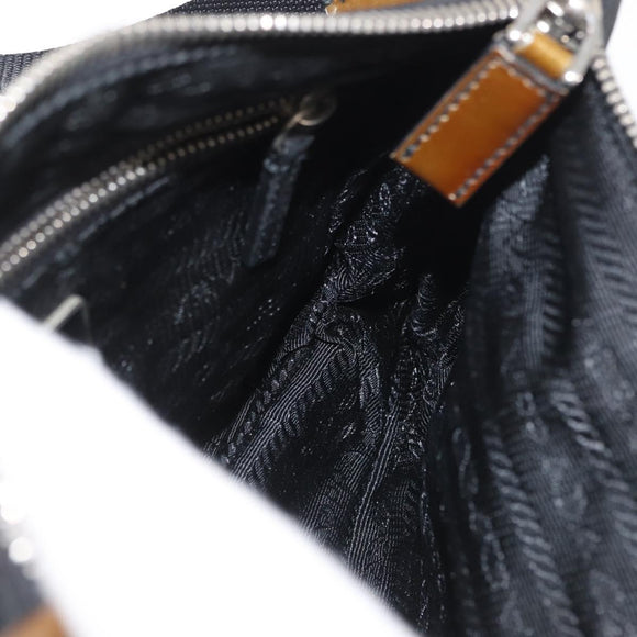 PRADA Shoulder Bag Nylon Black Silver Auth 171630