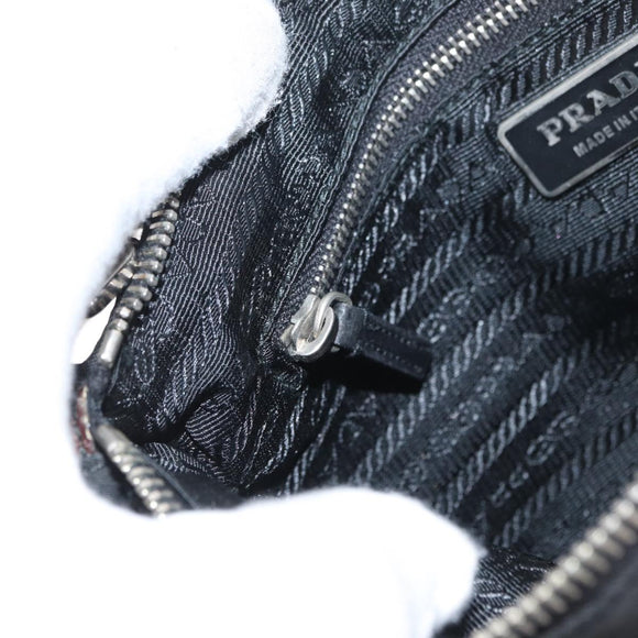 PRADA Shoulder Bag Nylon Black Silver Auth 171630