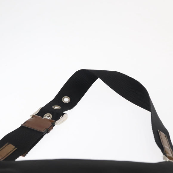 PRADA Schoudertas Nylon Zwart Zilver Auth 171630