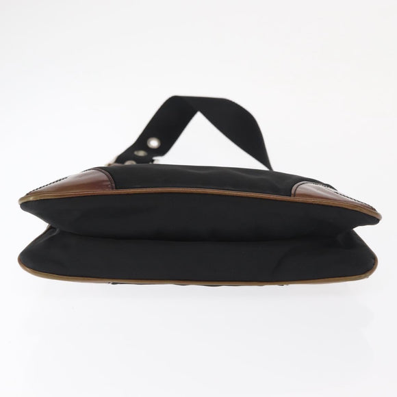 PRADA Schoudertas Nylon Zwart Zilver Auth 171630