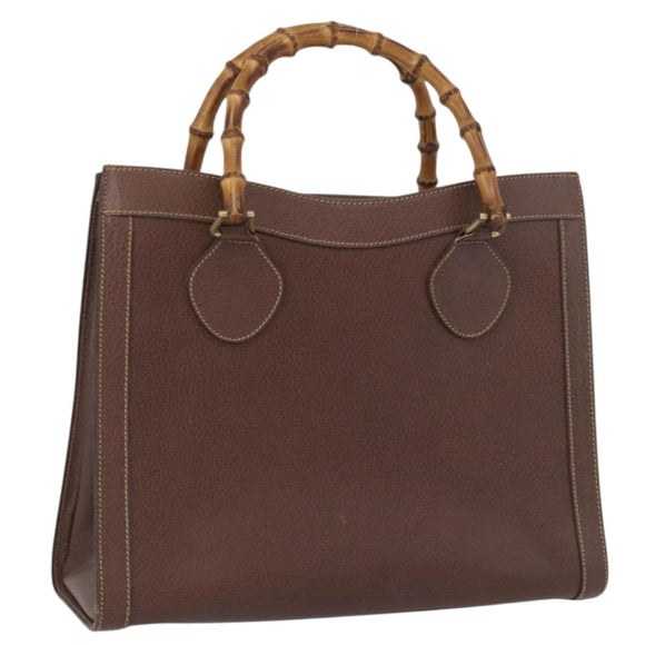 GUCCI Bamboo Hand Bag Leather Brown Gold 002 1186 0260 Auth 171636