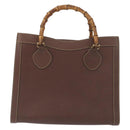 GUCCI Bamboo Hand Bag Leather Brown Gold 002 1186 0260 Auth 171636-13