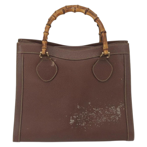 GUCCI Bamboo Hand Bag Leather Brown Gold 002 1186 0260 Auth 171636